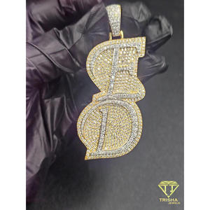 Pendentif lettre ED en moissanite, collier hip-hop glacé, bijou personnalisé avec initiale, cadeau bling-bling - Product Image 3