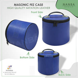 Étui de luxe pour fez maçonnique en similicuir souple avec fermeture éclair, sac de transport écologique, boîte de rangement et de présentation, bleu franc-maçon - Product Image 3