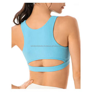 Women's <b>Green</b> <b>Sports</b> <b>Bra</b> with Breathable Feature Custom Design and Backless Wholesale Plain Gym Tops for Fitness - Product Image 2