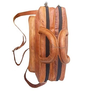 Bolso para portátil de cuero genuino de alta calidad con múltiples compartimentos y almacenamiento, impermeable, de cuero suave, para gimnasio y viajes. - Product Image 6
