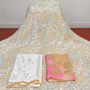 Tissu de robe de luxe en jacquard uni Fransawi Dirac avec détails perlés élégants pour la mode nuptiale somalienne des filles, idéal pour les occasions traditionnelles - Product Image 2