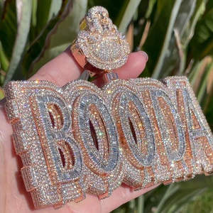 Pendentif personnalisé 3D avec nom, chaîne cubaine en moissanite VVS, bijoux hip-hop glacés, cadeau de luxe plaqué rhodium pour homme - Product Image 6