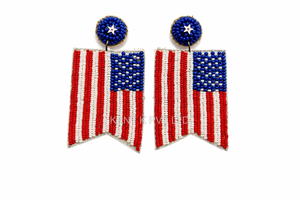 Pendientes de Flip-Flop Rojos, Azules y Blancos, Pendientes Llamativos, Pendientes Patrióticos con Cuentas, Pendientes Hechos a Mano con Cuentas de Semillas - Product Image 5