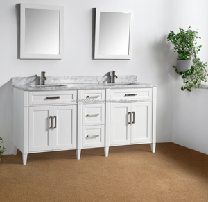 Gabinete de Baño Moderno de Lujo Phuoc Hung PHD2MVS72 de 72 Pulgadas, de Madera Sólida Blanca, con Lavabo Doble, para Hoteles - Product Image 3