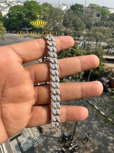 Bracelet chaîne à maillons créatif en moissanite VVS sertie de diamants pour homme, bijoux hip-hop, 10 mm, or, argent 925, bijoux de fête - Product Image 5