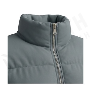 Hooded Quilted Waterproof <b>Bubble</b> Jacket Black Full Sleeve Winter Windproof Cotton Shell Knitted Fabric Polyester Filling Stand - Product Image 4