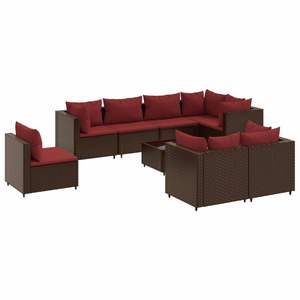 Set Lounge da Giardino Modulare in Rattan PE Marrone a 9 Pezzi, Set da Giardino a 8 Moduli - Product Image 2