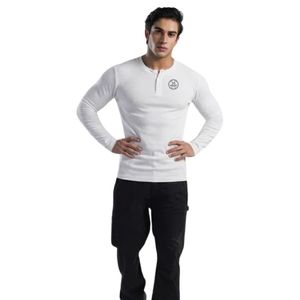 Men's Solid White <b>Cloud</b> Warm Crew <b>Neck</b> Long Sleeve 180g Lightweight Breathable Eco-Friendly Quick Dry Fitness Gym Training - Product Image 1
