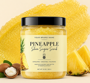 Organic Pineapple Shea Sugar <b>Scrub</b> <b>Body</b> Exfoliator with Shea Butter & Natural Oils Bulk Deep Cleansing Exfoliating <b>Body</b> Polish - Product Image 1