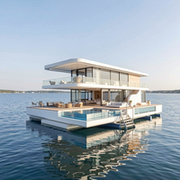 Yacht de luxe flottant personnalisé en aluminium avec moteur hors-bord à essence pour la pêche en rivière, les loisirs et le divertissement