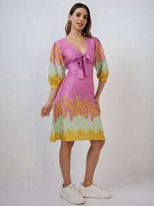 Robe midi d'été pour femme en mousseline de soie, sans manches, à imprimé floral, avec ourlet à volants, respirante, impression numérique - Product Image 5