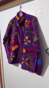 Veste en velours Suzani faite à la main, veste bohème brodée - Product Image 4