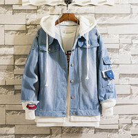Veste à capuche en jean pour homme, vêtement de travail, veste d'hiver, Streetwear, épais, manteau, vente en gros et personnalisation