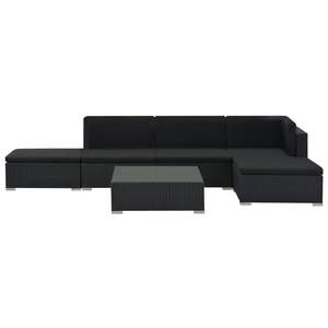 Conjunto Modular Grande para Jardín, Sofá de Ratán Sintético Negro - Product Image 4