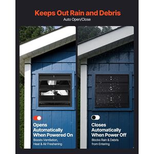 Ventilatore da Parete con Serranda da 12 Pollici, Controllo Velocità Variabile, 1100 CFM, Motore AC, Acciaio Resistente per Ventilazione Sottotetto - Product Image 5