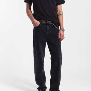 Jean en denim délavé vintage pour homme 2026, taille mi-haute, coupe droite ample, hiver, couleur unie, style Hip Hop, streetwear décontracté, fournisseur OEM ODM - Product Image 4