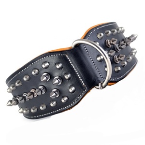 ปลอกคอสุนัขหนังแท้สำหรับสุนัขสินค้ายอดนิยม100% ทำตามสั่งแบบนุ่มหมุดย้ำแบบแข็ง - Product Image 2