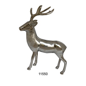 Statue de cerf décorative en fonte d'aluminium avec finitions plaquées argent Sculpture de cerf pour la maison Statue décorative de chemin d'entrée de table - Product Image 1