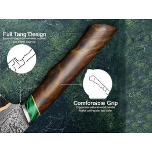 Cuchillo de Chef Burraq Hecho a Mano con Acero de Damasco, Hoja de 7 Pulgadas y 3.0 mm de Grosor, Funda de Cuero Premium, Mango de Madera - Product Image 6