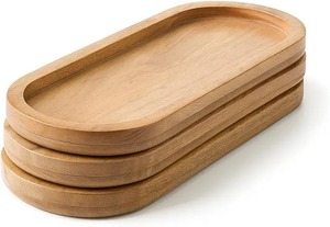 Bandeja de Servir Rectangular Moderna Hecha a Mano de Madera de Acacia para Sala de Estar, Cocina, Hotel y Restaurante - Bandeja para Comida, Bocadillos, Pan y Café - Product Image 2