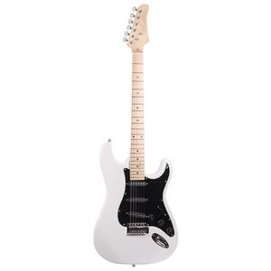 Chitarra Elettrica ST Elegante con Battipenna Bianco, Schema Cromatico Bianco e Nero - Product Image 1