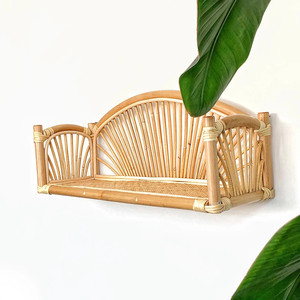 Estantes de montaje en pared de ratán de alta calidad estante colgante natural para decoración de baño - Product Image 6