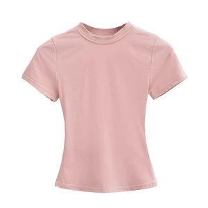Camiseta de Verano para Mujer, Camiseta Básica para Chica, Camiseta de Manga Corta para Dama, Sexy, Ajustada, Cuello Redondo, Top de Moda Casual para Mujer - Product Image 3