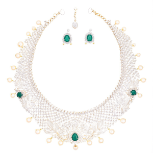 White Stone <b>Bridal</b> Choker Necklace <b>Set</b>-Fashion <b>Jewelry</b> - Product Image 1