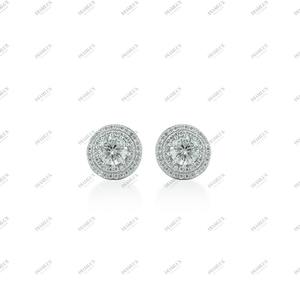 Boucles d'oreilles solitaires en diamant taillé brillant plaqué rhodium, bijoux de luxe pour femmes, cadeau pour fiançailles, mariage, anniversaire, fête - Product Image 4