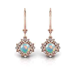 Boucles d'oreilles pendantes opale en argent sterling 925 plaqué or 14 carats, style Art Déco, bijoux pour femmes - Product Image 4