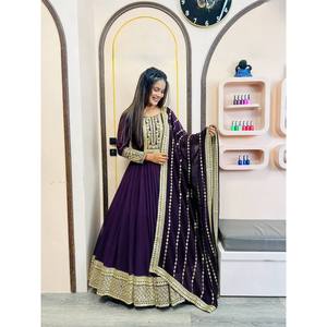 ชุด anarkali ที่สง่างามพร้อม dupatta ที่สวยงามสำหรับงานปาร์ตี้เครื่องแต่งกายงานแต่งงานดีไซน์เนอร์ - Product Image 2