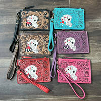 Portefeuille tendance en cuir véritable violet fait main, porte-cartes de haute qualité, design poker unisexe, mini porte-monnaie et porte-cartes, pochettes