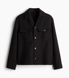 Chemise-veste en coton pour homme, couleur unie, col rabattu, décontractée, coupe classique, fermeture boutonnée, manches longues, style shacket - Product Image 2