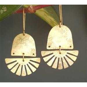 Boucles d'oreilles créoles en laiton plaqué or, style bohème, motif végétal, bijoux de fête pour femme - Product Image 3
