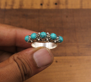 Wholesale Shree Jaipur Silver 925 Sterling Silver Natural Turquoise Multi Gemstone <b>Crown</b> Bezel <b>Ring</b> with Third Party Appraisal - Product Image 1