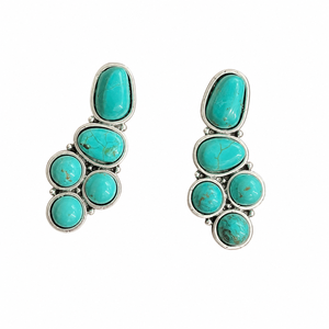Boucles d'oreilles clous turquoise, style bohème, faites à la main, bijoux en pierres précieuses pour femme, style western cowgirl - Product Image 4