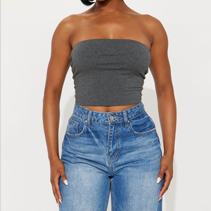 Top corto de yoga sexy de alta calidad para mujer, estilo tubo, para gimnasio y ropa urbana, con bordado y remaches, top corto tipo bustier para mujer - Product Image 1