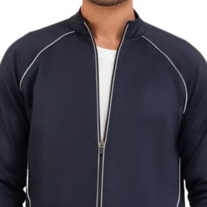 <b>Men's</b> Navy Blue Zip Up Track <b>Jacket</b> Casual Sportswear Stand Collar <b>Lightweight</b> Training <b>Jacket</b> Wholesale - Product Image 2