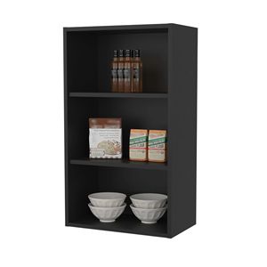 Black Kitchen Wall Cabinet with <b>Open</b> <b>Storage</b> Design - Product Image 4