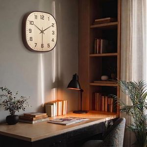 Nordic Rounded <b>Square</b> Analog Wall Clock Silent Quartz <b>Battery</b> Powered Plastic Hanging Clock Minimalist Design for Living Room - Product Image 1