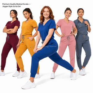 Poplin <b>Stretch</b> Fabric <b>Cargo</b> Pocket Jogger <b>Pants</b> Relaxed Fit Nursing Scrub Uniform Custom Printed Logo OEM Manufacturer Hospital - Product Image 1