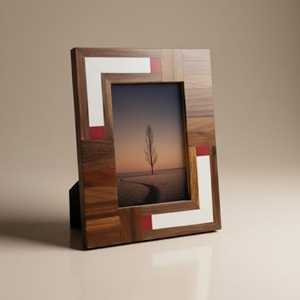 Marco de Fotos Moderno Artesanal de Resina y Hueso Incrustado, Portafotos Personalizado Premium con Patrón Decorativo Único para un Hogar Elegante - Product Image 2