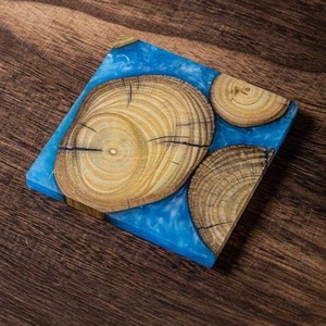 River Design Acacia Wooden & Resin Coasters for Home at Low Cost Unique Design Coffee Cup coaster for <b>Kitchen</b> <b>Accessories</b> - Product Image 3