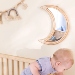 Rattan White Wall Mini Decorative Crescent <b>Moon</b> <b>Mirror</b> - Product Image 5