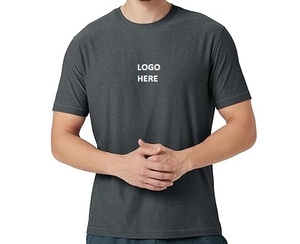 T-shirt décontracté pour homme à col rond et manches courtes, en coton biologique 100% tricoté, poids du tissu 180g, séchage rapide, avec logo personnalisé Heather Green sur le devant - Product Image 5