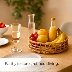 Best Export Quality Round Rattan Fruit Basket Custom Size Tabletop Decoration Home Kitchen Purpose Reasonable Price Rattan <b>Tray</b> - Product Image 2