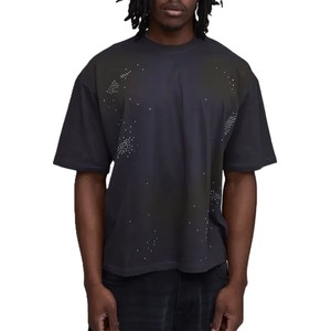 Camisetas Personalizadas de Algodón Transpirable con Pedrería para Hombre, MOQ Bajo, Estilo Urbano Americano, Cuello Redondo Informal, Fabricante de Marca Privada - Product Image 4
