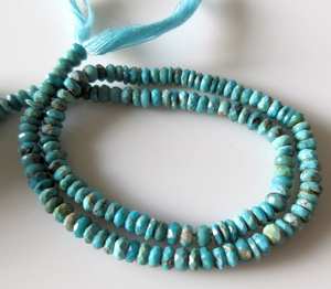 ลูกปัดพลอยเทอร์ควอยซ์ทรงรอนเดลล์เจียระไนแบบธรรมชาติจากแอริโซนา สำหรับทำเครื่องประดับ - Product Image 6