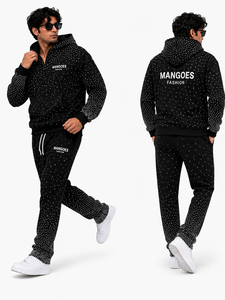 Custom Logo Rhinestone Eco-Friendly Solid Breathable Unisex Hoodie Sweatpants <b>Set</b> 100% Organic Cotton Regular Fit 2-in-1 Plus - Product Image 5