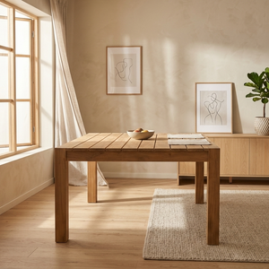 Elegante Mesa de Comedor Moderna Kami, Fabricada Artesanalmente con Acabado de Madera Natural, Mesa Rectangular Atemporal para Exteriores, Ideal para Hostelería de Alta Gama - Product Image 5